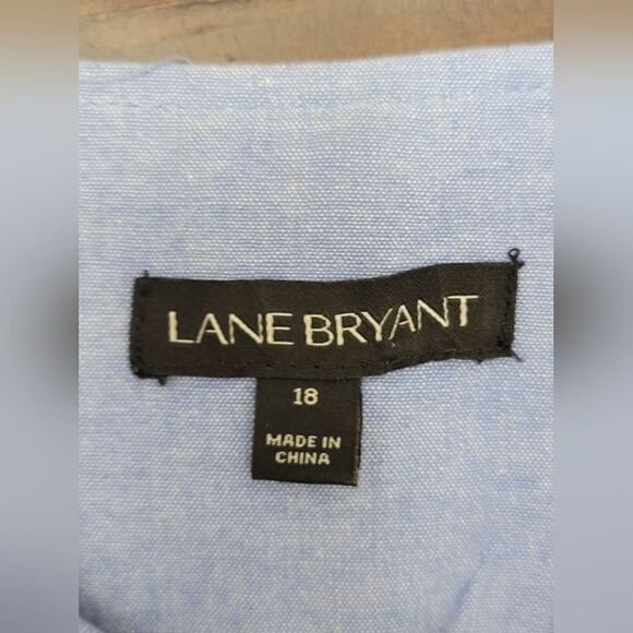 Lane Bryant Denim Cotton Floral Embroidered Blouse Tied Cutout Sleeves Size 18 - Picture 5 of 9